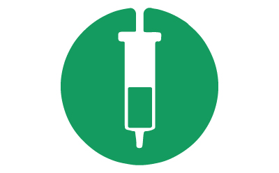 A green icon symbolizes sample preparation, representing a Solid Phase Extraction (SPE) syringe tube.