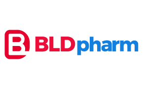 BLDpharm logo consists of a bold red 'B' and blue 'pharm,' symbolizing strength and trust in pharmaceutical supplies. 