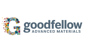 Goodfellow Advanced Materials logo showcases a colorful letter 'G' made up of various dots and shapes, representing diversity in materials. 
