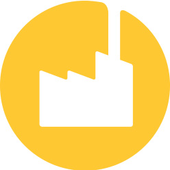 A yellow graphic of mountains surrounded by a circle.