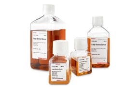 图片展示了四个贴有白色标签的琥珀色玻璃瓶，每个瓶子里都装有体外诊断用的化学溶液，并标有 "Rx Only "字样。