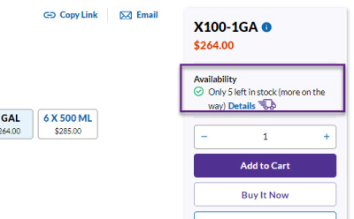 有关可用性和运输时间的信息