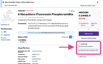 PDP confirmation showing the green check and confirmation info with the e-mail address where the notification will go