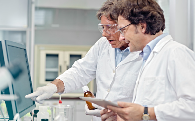 Two Process development scientists collaborating.