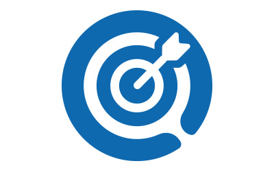 一个蓝色圆圈，中央有一个白色靶心，靶心上带有箭头图标。