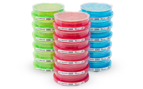 Colored stacks of media plates