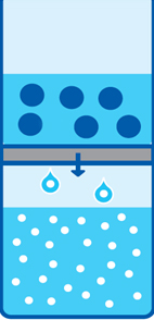 Ultrafiltration for concentration of virus. Fluid passes through the membrane filter, while large viral particles are retained.