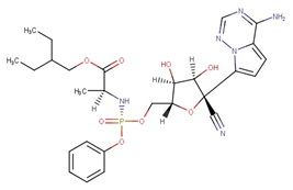 A complex organic molecule structure. It features multiple ring structures, including a benzene ring, and various functional groups such as phosphates, amides, and alcohols. The molecule contains chains of carbon atoms with attached hydrogen atoms, double bonds, and is depicted in a skeletal formula representation where lines represent chemical bonds and vertex ends represent carbon atoms.