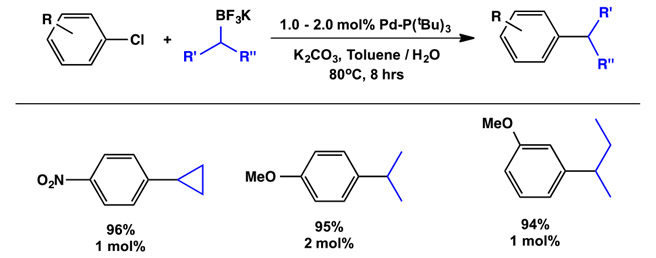 Alkyl Trifluoroboronate Salts in Suzuki-Miyaura Reactions using Pd(1-tBu-Indenyl)(P{tBu}3)(Cl)