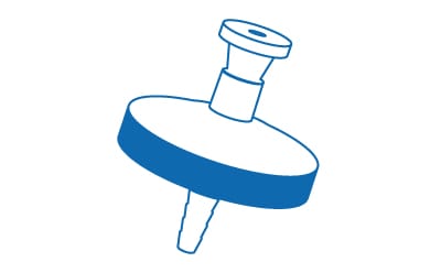 Cartoon image of a Millex syringe filter. Cartoon image of a Millex syringe filter.