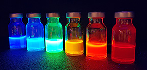 Colors of various perovskite quantum dots under UV illumination