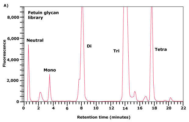 Separation of neutral and acidic glycans of fetuin by weak anion-exchange chromatography