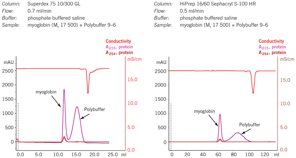 Separation of Polybuffer from protein using gel filtration
