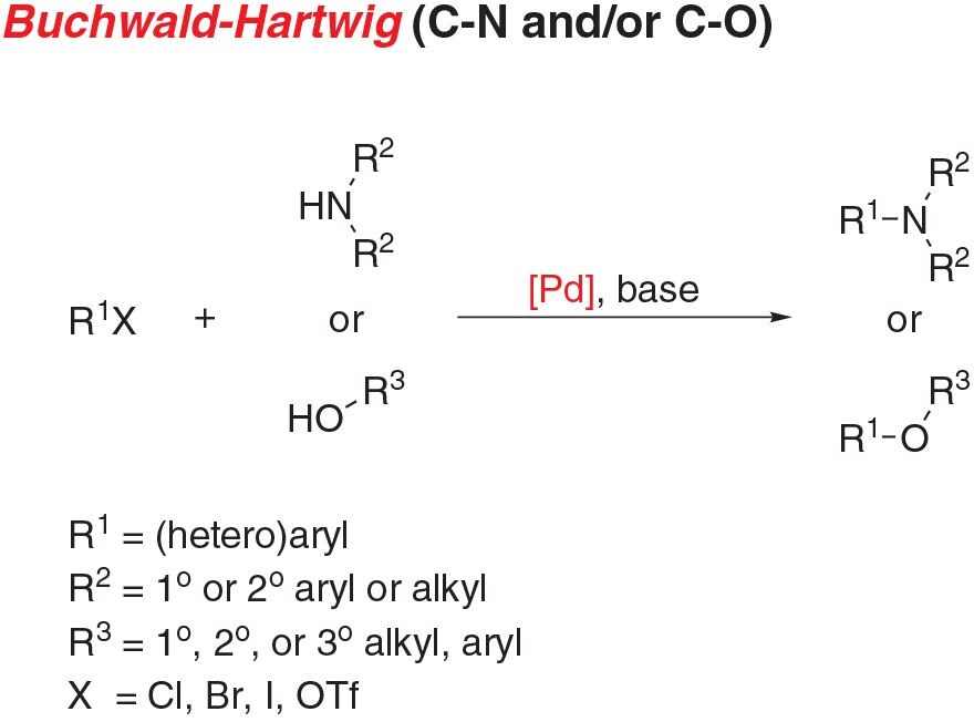 Buchwald-Hartwig cross-coupling reaction scheme for C-N or C-O bond formation.