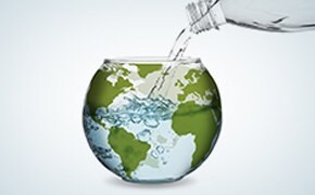 Drinking water earth glass.