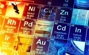 Metal elements in a periodic table