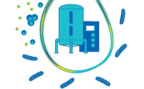 Graphic of filter preventing microorganisms from entering a bioreactor