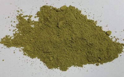 Hemp Buds “Finola” after Grinding in a Cryo Ball Mill. Resulting Particle Size <100 μm.
