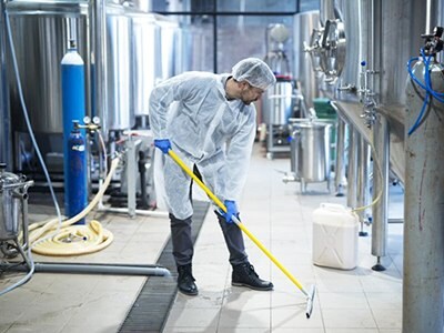 Disinfection control to prevent contamination at a food processor