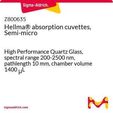Hellma® absorption cuvettes, Semi-micro High Performance Quartz Glass, spectral range 200-2500 nm, pathlength 10 mm, chamber volume 1400 μL