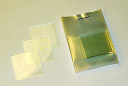 Indium tin oxide coated glass slide, square surface resistivity 8-12 Ω/sq