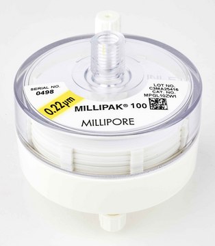 Millipak®过滤器 0.22 μm membrane filter. Removes particulates and bacteria from pure water before entering the analyzer. For AFS® systems.
