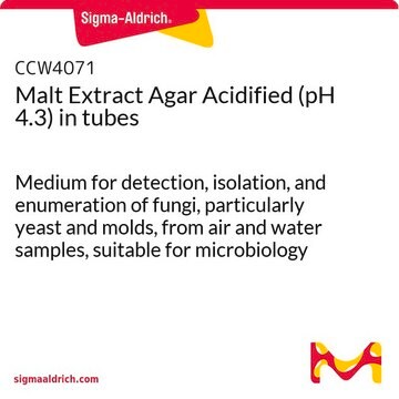 Malt Extract Agar pH 4.3±0.2, tube capacity 20 mL, tube filling volume 20 mL, ready-to-use, pack of 20 tubes, for yeasts, for molds