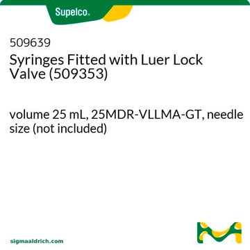 Syringes Fitted with Luer Lock Valve (509353) volume 25 mL, 25MDR-VLLMA-GT, needle size (not included)