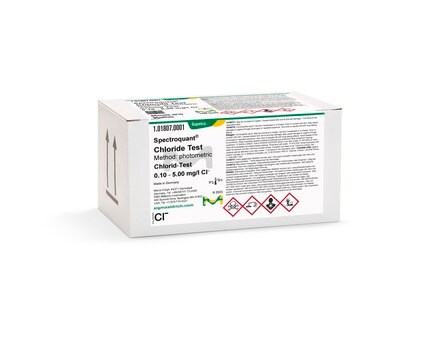 Chloride Test photometric, 0.10-5.00 mg/L (Cl-), Spectroquant®