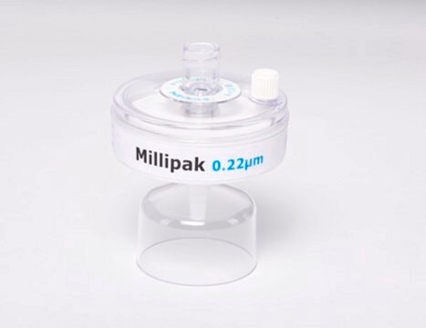 Millipak&#174; Filter 0.22 &#956;m membrane filter for particulate and bacteria-free water at the point of dispense for the Milli-Q&#174; IQ, IX and EQ 7 series water purification systems.