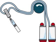 Steritest® NEO Device For liquids in cartridges and small soft plastic containers., Red base canister comes with a single short (20 mm) needle., pkg of 10 blisters per box (Single packed)