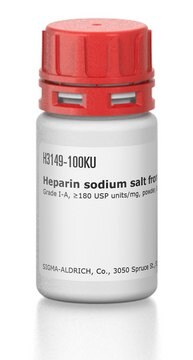 Heparin sodium salt from porcine intestinal mucosa Grade I-A, &#8805;180&#160;USP units/mg, powder, BioReagent, suitable for cell culture