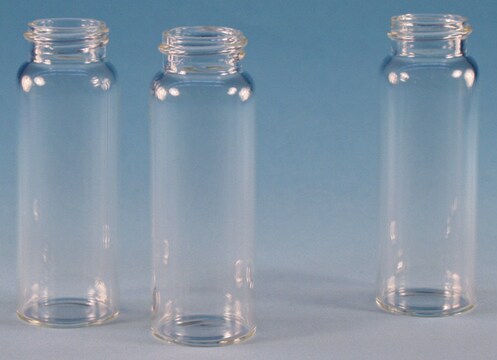 Vials, screw top, clear glass (vial only) volume 40&#160;mL, clear glass vial, thread for 24-400, pkg of 100&#160;ea