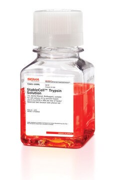 StableCell&#8482; Trypsin Solution 1X, sterile-filtered, BioReagent, suitable for cell culture, 0.5 g porcine trypsin and 0.2 g EDTA, 4Na per liter of Hanks&#8242; Balanced Salt Solution with phenol red