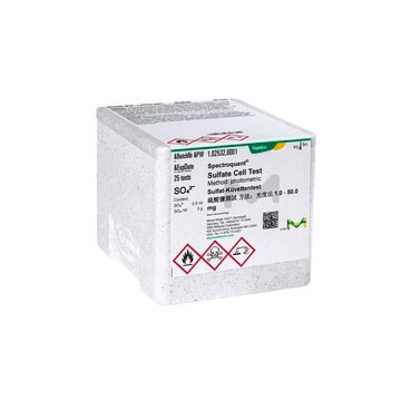 Sulfate Cell Test photometric, 1.0-50.0 mg/L (SO42-), Spectroquant®