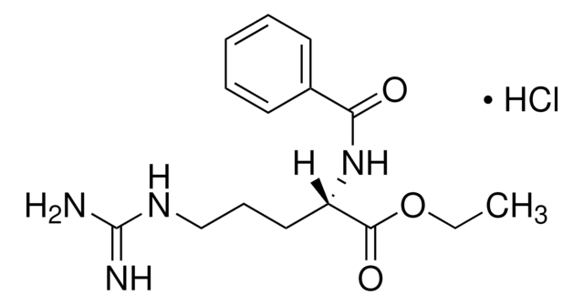 N&#945;-Benzoyl-L-arginine Ethyl Ester, Hydrochloride Substrate for bromelain, ficin, kallikrein, papain, subtilisin, thrombin, and trypsin.